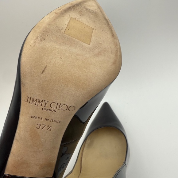 JIMMY CHOO ANOUK  BLACK PATENT PUMPS SIZE 37.5 - Picture 6 of 7